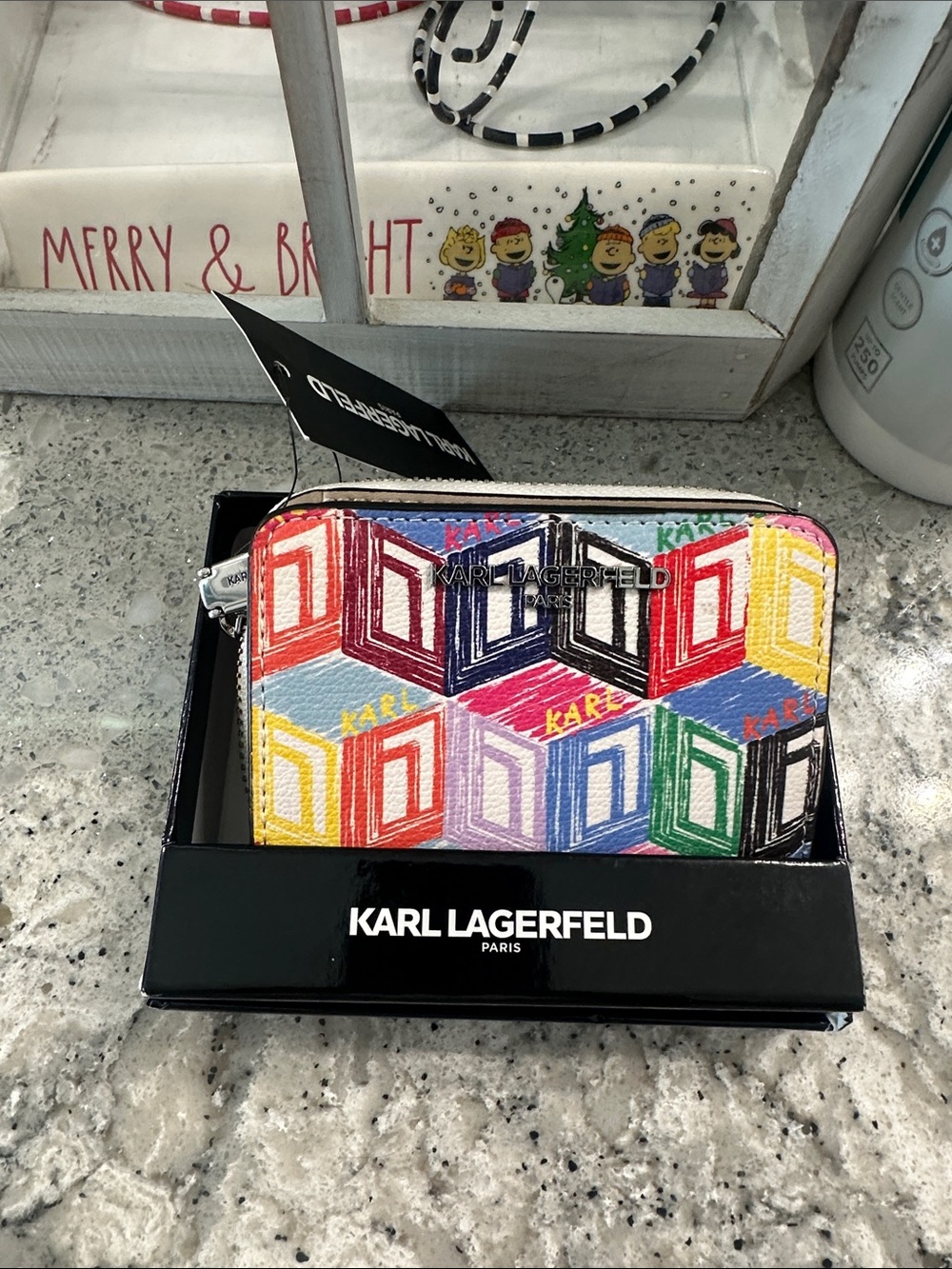 NEW Karl Lagerfeld Rainbow Geometric Zip Wallet